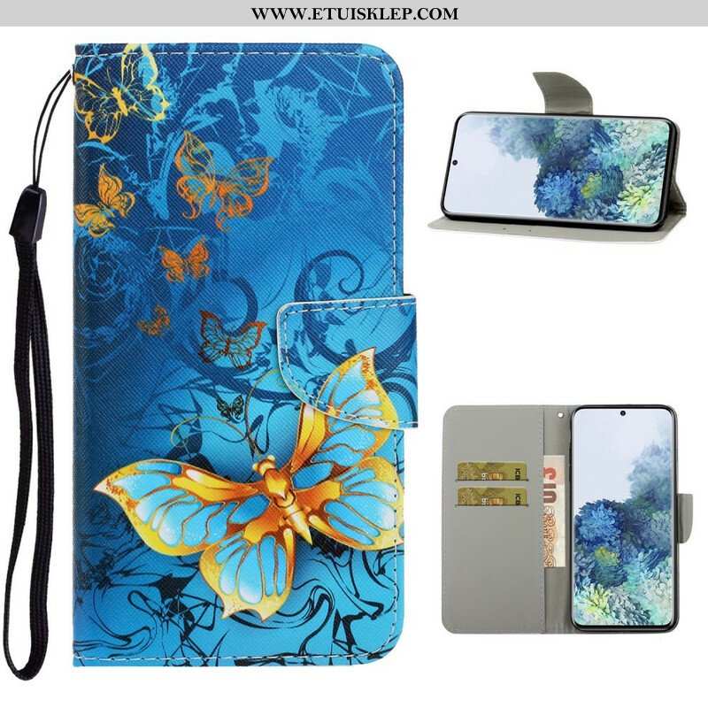 Etui Folio do Samsung Galaxy S21 5G z Łańcuch Motyle Wariacje Paska